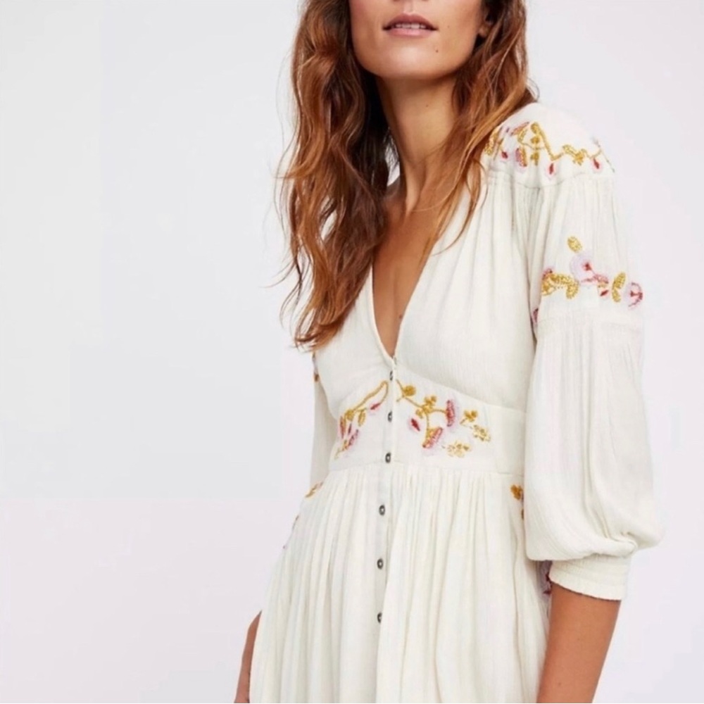Free people, ivory, bohemian midi dress.